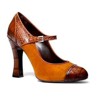 MICHAEL KORS COLLECTION
Violetta Suede and Embossed Leather Mary Jane Pump